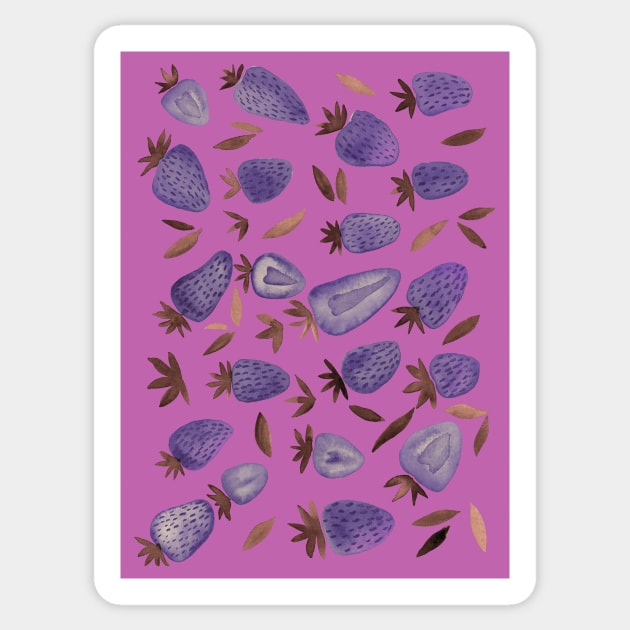 Watercolors strawberries - purple Sticker by wackapacka